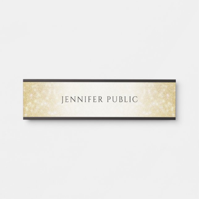 Gold Glitter Elegant Modern Glamourous Template Door Sign (Front)