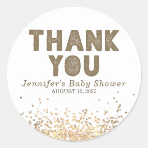 Gold Glitter Elegant Modern Thank You Classic Round Sticker