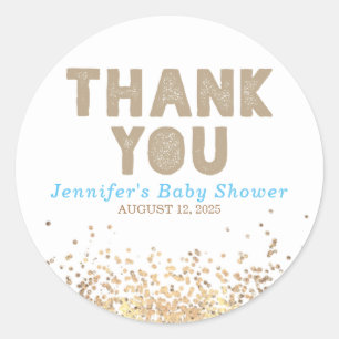 Gold Glitter Elegant Modern Thank You  Classic Round Sticker