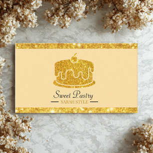 Gold Glitter Elegant Pastry Bakery  Business Card