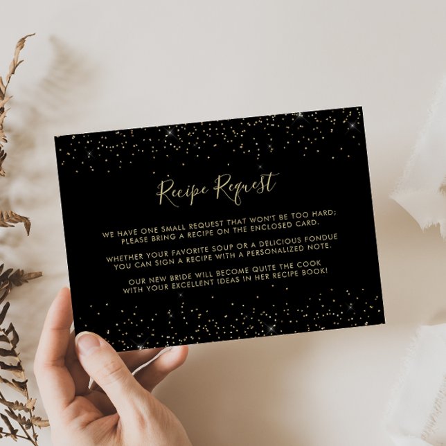 Gold Glitter Elegant Recipe Request Enclosure Card (Creator Uploaded)