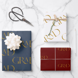 gold glitter elegant script graduation  wrapping p paper sheet