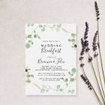 Gold Glitter Eucalyptus Foliage Wedding Breakfast  Invitation<br><div class="desc">This gold glitter eucalyptus foliage wedding breakfast invitation is perfect for a modern event. The design features watercolor eucalyptus green foliage with gold confetti.</div>