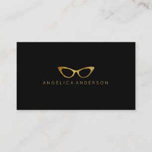 Gold Glitter Eye Glasses Business Card