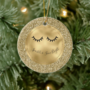 Gold Glitter Eyelashes      Ceramic Tree Decoration
