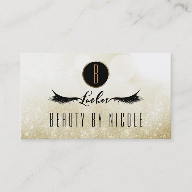 Gold Glitter Eyelashes Customer Loyalty Card (Front)