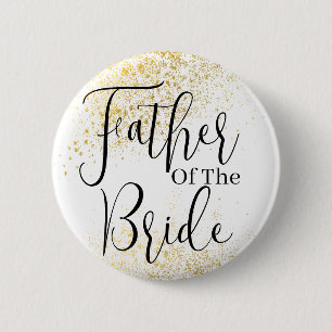 Gold Glitter father of Bride wedding Button