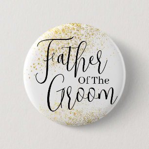 Gold Glitter father of groom wedding Button