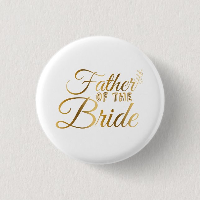 Gold Glitter Father Of The Bride 3 Cm Round Badge (Front)