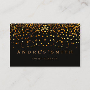 Gold Glitter Faux Foil Confetti Black Business Card