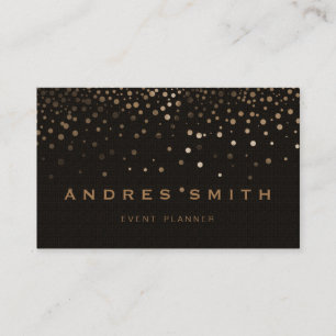 Gold Glitter Faux Foil Confetti Black Business Card