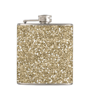 Gold Glitter Faux Foil Confetti Hip Flask