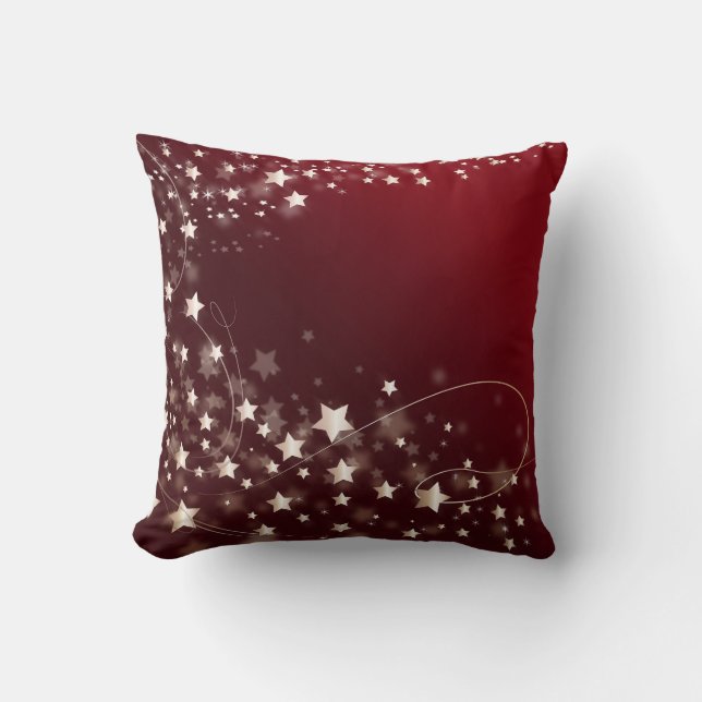 Gold Glitter Faux Foil Confetti Stars Cushion (Front)