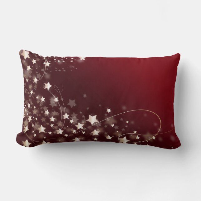 Gold Glitter Faux Foil Confetti Stars Lumbar Cushion (Front)