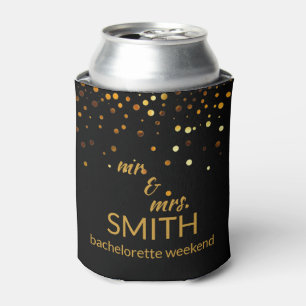 Gold Glitter Faux Foil Mr. & Mrs. Can Cooler