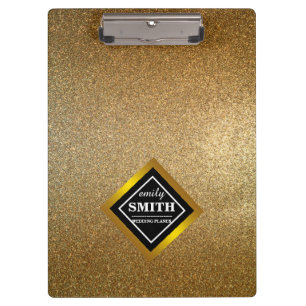 Gold Glitter Faux Foil Personalised Clipboard