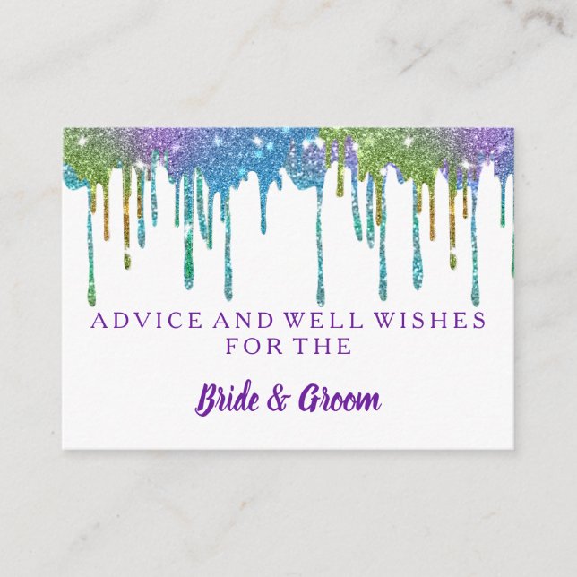 Gold Glitter Faux Foil Wedding Advice Card (Front)