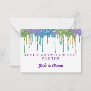Gold Glitter Faux Foil Wedding Advice Card