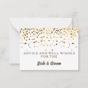 Gold Glitter Faux Foil Wedding Advice Card