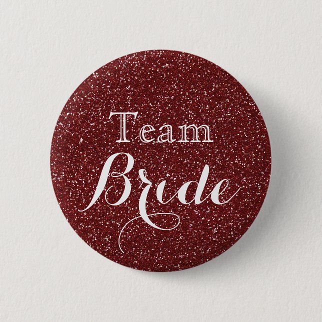 Gold Glitter Faux Foil Wedding Team Bride 6 Cm Round Badge (Front)