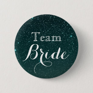 Gold Glitter Faux Foil Wedding Team Bride 6 Cm Round Badge