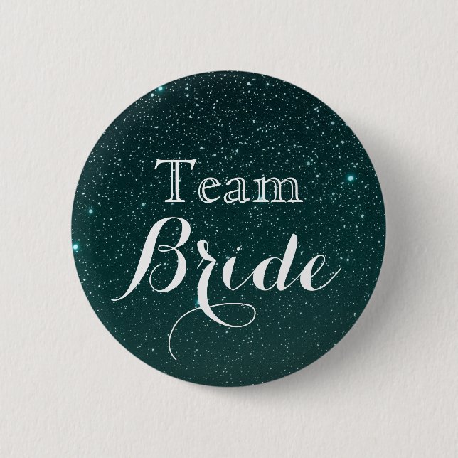 Gold Glitter Faux Foil Wedding Team Bride 6 Cm Round Badge (Front)