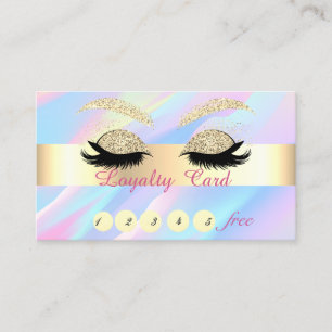 Gold Glitter Faux Lashes Abstract Holographic Loyalty Card