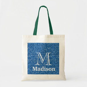 Gold glitter faux personalised monogram tote bag