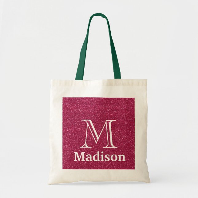 Gold glitter faux personalised monogram tote bag (Front)