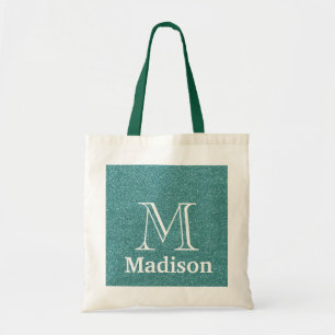 Gold glitter faux personalised monogram tote bag