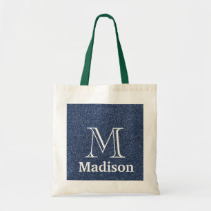 Gold glitter faux personalised monogram tote bag