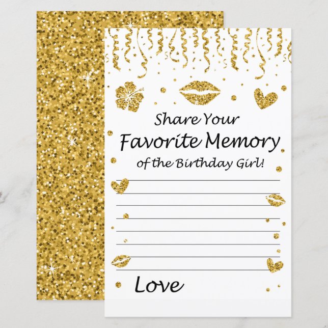 Gold glitter Favourite Memory of the Birthday Girl (Front/Back)