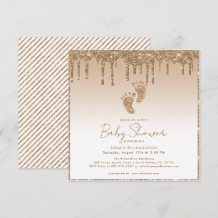 Gold Glitter Feet Drips Baby Shower invitation