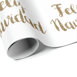 Gold Glitter Feliz Navidad  Wrapping Paper