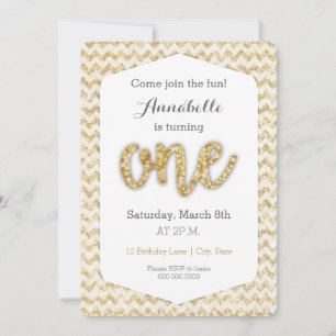 Gold Glitter First Birthday Card