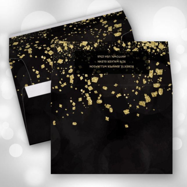 Gold Glitter Flakes on Black Envelope (Creator Uploaded)