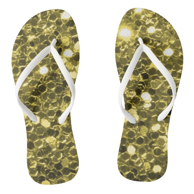 Gold Glitter Flip Flops (Footbed)