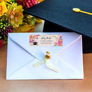 Gold glitter floral watercolor graduation 