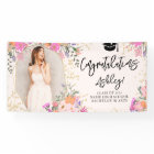 Gold glitter floral watercolor graduation congrats