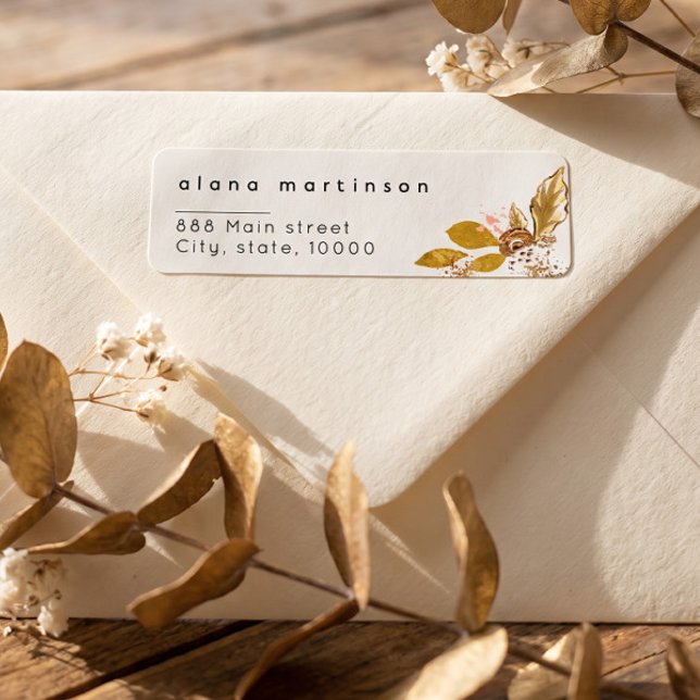 Gold Glitter Floral Wedding return address Label (Creator Uploaded)