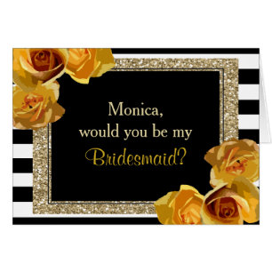 Gold Glitter Floral will you be my bridesmaid