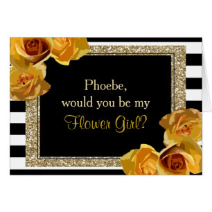 Gold Glitter Floral will you be my flower girl