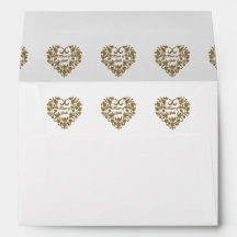 Gold Glitter Flourish Valentine Envelope