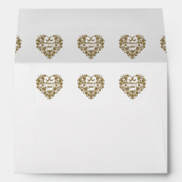 Gold Glitter Flourish Valentine Envelope