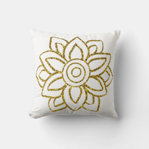 Gold Glitter Flower Poinsettia two-sided Cushion