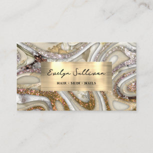 Gold Glitter Fluid Marble Business Card
