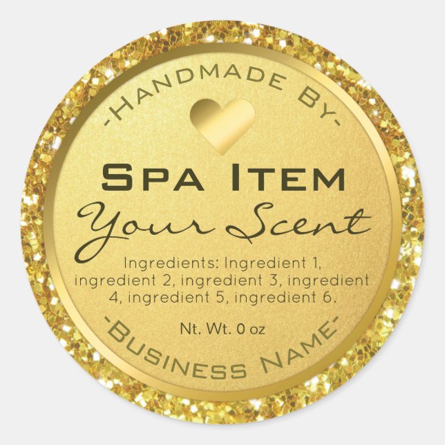 Gold Glitter Foil Bath Spa Soap And Scrub Classic Round Sticker (Front)