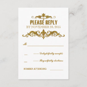 gold glitter foil confetti wedding RSVP cards