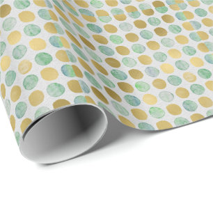 Gold Glitter Foil Polka Dots Modern Holiday White Wrapping Paper