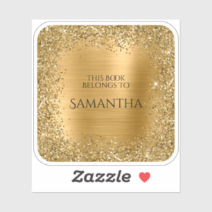 Gold Glitter Foil This Book Belongs To Square